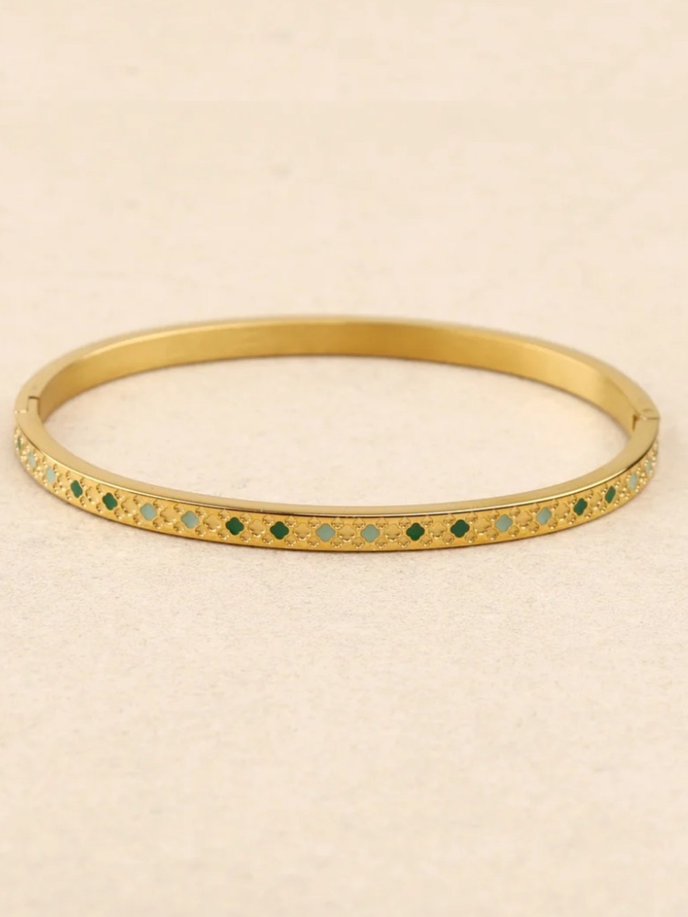 Gold-Tone Bangle Bracelet with Emerald Accents - Women Jewelry